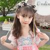 Aro de Cabelo Hanfu Infantil Peruca Antiga de Menina Aro de Cabelo com Trança Laço de Bebê com Franja Cartão de Cabelo Adorno de Cabeça para Vestido Antigo de Menina