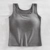 Otoño Nuevo Engrosado Cepillado Térmico Ropa Interior para Mujer Sujetador Integrado Chaleco de Hombro Ancho con Almohadilla en el Pecho Cuello de Encaje Ropa Exterior Invierno