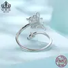 Anillo Abierto Original Dopamina Mariposa Circonita Aifuler Plata de Ley S925 Animal de Moda Anillo Ajustable