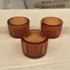 Suporte para Vela de Vidro com Cera Espessa de Listras Verticais, Pequena Capacidade, Suporte para Cera de Aromaterapia, Recipiente de Fragrância para Quarto, Enfeites, Cor Pode Ser Feita