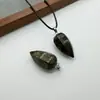 Collar Colgante de Piedra Natural Más Vendido Transfronterizo 15*30mm Piedra Natural Hexaédrica Forma de Gota de Agua Piedra de Tigre Joyería DIY