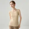 Top de tirantes fino de punto de cachemira a rayas para mujer, jersey de cuello en U, top versátil de capa base casual para otoño e invierno