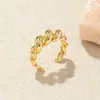 [Personalizado] Anillo Brillante Texturizado Europeo y Americano Transfronterizo para Mujer, Anillo de Estilo Hip-Hop Asimétrico de Nicho Elegante Chapado en Cobre Dorado