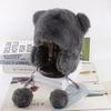 Novo estilo de chapéu de urso de pelúcia engrossado outono e inverno proteção de ouvido quente chapéu bonito lei feng cor sólida peludo inverno chapéu feminino