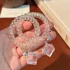 Pulseira Pingente Cubo de Gelo Transparente Coreano Cordão de Celular Faixa de Cabelo Pingente de Coração Estrela Fofo Feminino Corda de Cabelo Acessórios de Cabelo Divertidos