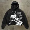 Marca de Streetwear Popular Transfronteiriça Moletom com Capuz e Caveira Estampa Digital 3D Casual Solto Manga Longa High Street