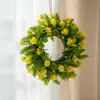 Guirnaldas de flores verdes artificiales estilo casa de campo, guirnaldas de primavera rurales para puerta con flores verdes y amarillas realistas, guirnaldas de flores artificiales para decoración del hogar en paredes de puerta principal, decoraciones festivas estacionales de Pascua, San Valentín, verano