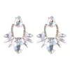 Venda Quente Transfronteiriça Série de Cores AB Brincos Vazados Full Diamond Estilo Corte Europeu e Americano Diamante Colorido Brincos de Moda de Luxo Leve