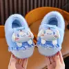Chinelos de algodão infantis de desenho animado para meninas, sapatos de algodão de desenho animado antiderrapantes para ambientes internos de outono e inverno para meninos