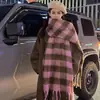 Bufanda de Mohair Azul para Mujer Invierno Estilo Coreano Bufanda Gruesa Cálida 2025 Nuevo Chal de Alta Gama