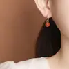 Yuebao Joyería Arena Imperial Plata de Ley S925 Chapado en Oro Arena de Oro Púrpura Cuentas Redondas Pinza para Oreja Cuadrada Pendientes de Moda Retro Personalizados