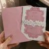 Set de invitaciones de boda en lujoso papel hecho a mano color verde bosque, con papel de algodón de borde deshilachado, adecuado para fiestas de compromiso