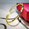 Pulsera de Oro de Arena Vietnamita para Mujer, Pulsera de Nudo de Bambú Herencia de la Familia Zhou, Joyería de Imitación Dorada Estilo Retro Ins de Lujo Ligero al por Mayor