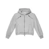 Chaqueta de primavera con hombreras para hombre y mujer, estilo high street, genial y única, con múltiples decoraciones de cremallera, sudadera corta con un diseño de moda, cárdigan
