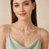 Jóias transfronteiriças europeias e americanas estilo Hong Kong personalizado all-match clavícula cadeia Colar feminino multi-camada geométrica fina cadeia colar de pérolas