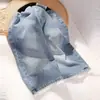 Falda Infantil Falda de Mezclilla Suave de Longitud Media Estilo Coreano Nuevo Estilo Otoño e Invierno 2025 Niños Medianos y Grandes Súper Hada por Encima de la Rodilla