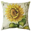 Série Girasol de Linho Country Americano Capa de Almofada Pintada à Mão Almofada para Casa e Carro Outlet de Fábrica