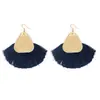 Pendientes de hierba Rafi con forma de abanico retro de estilo celebridad de Internet, estilo étnico europeo y americano, con borlas bohemias exageradas para mujer.