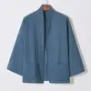 Jaqueta Terno Tang Primavera e Outono 2026 Masculina Chinesa Retro Botão Solta Curta Capa Algodão e Linho Roupa de Chá Leiga