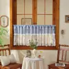 Cortinas de Café a Cuadros de Encaje Estilo Japonés y Coreano, Cortinas Medias Minimalistas Modernas para Barra, Cortinas Cortas Decorativas Frescas para Cocina al por Mayor