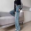 Jeans Retro de Estilo Americano para Mujer Otoño Nuevo Sueltos Cintura Alta Adelgazantes Pierna Recta Pierna Ancha