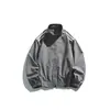 Jaqueta Versátil Masculina Yidao Vintage 2026 Primavera Nova Estilo Esportivo Retro Americano Color-Block Listrada Gola Alta Solta