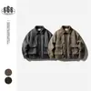 Jaqueta Masculina de Lã e Algodão Davic Estilo Old Money Retrô Americano Pied-de-Poule Inverno Quente Gola Lapela Algodão My031