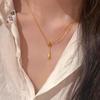 Collar con colgante de gota de agua con aro de oro arena y dibujo de alambre de Puzuo, estilo de tienda de oro, exquisita cadena de clavícula en forma de Y simple de alta calidad para novia