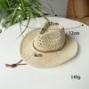 Chapéu de palha masculino para atividades ao ar livre Chapéu de palha estilo Western Jeans chapéu de palha chapéu de palha feminino montanhismo acampamento lazer versátil chapéu de sol para atividades ao ar livre beira-mar