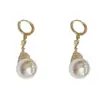 Pendientes de corona de circón y perla de moda retro francesa para mujer, únicos y elegantes, de lujo ligero con un toque de alta gama, pendientes súper brillantes al por mayor