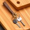 Llavero de Cuero Estilo Retro Transfronterizo Creativo Lujoso Hebilla de Herradura Llavero de Doble Anillo Colgante para Llave de Puerta de Coche