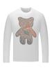 Camiseta de Outono masculina manga longa slim fit gola redonda modal masculina camisa undershirt trendy elástica urso com strass