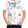 Interesante Camiseta Creativa para Niños con Estampado de Traje Falso Impreso en 3D Camiseta Casual de Cuello Redondo Manga Corta Venta Directa de Fábrica Fuente