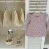 [Le'en Baby] Lavanda! Design original para meninas: um vestido de tweed floral roxo com mangas bufantes, perfeito para outono e inverno