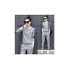 Nuevo conjunto coreano de dos piezas fino y casual de manga larga para primavera y otoño, talla grande, traje deportivo adelgazante para mujer