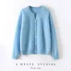 Cardigan Jacket de Cachemir Puro Cepillado para Mujer, Cuello Redondo Casual Simple, Estilo Suave Otoño e Invierno, Cardigan de Cachemir Perezoso