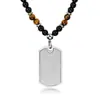 Colgante Militar para Hombre de Venta Caliente Europea y Americana, Superficie Lisa, Grabado Personalizable, Suministro Directo, Collar de Acero Inoxidable
