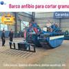 Barco de colheita de junco de dupla finalidade com esteiras, barco de colheita de salterniella, barco anfíbio de corte de rio Shoal