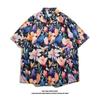 Marca Nueva de Tendencia Transfronteriza Primavera y Verano Camisa de Playa de Manga Corta Estampada Estilo Hong Kong para Hombre Holgada y Versátil Casual Camisa Floral para Pareja