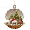 Ornamento de Lembrancinha de Festa de Natal 2023 Pingente Acrílico Plano Pendurado Cão Dormindo Ornamento de Cena de Natal