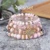 Moda Europea y Americana 2025 Nuevo Estilo Étnico Bohemio Pulsera Multicapa Corazón de Melocotón de Cristal con Cuentas Joyería de Mano para Mujer