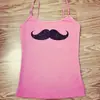 Top sin mangas ajustado y moderno, lindo y peculiar, con estampado de bigotes y tirantes finos, camiseta tipo camisola casual retro única
