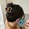Perro Lineal ~ Pinza de Agarre de Contraste Linda para Mujer de Alto Estilo Pinza de Tiburón Pintada en la Parte Trasera del Cabello Pinza para el Cabello Nueva 2025