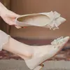 Sapatos de noiva para mulheres, adequados tanto para vestidos de noiva chineses tradicionais quanto para vestidos modernos, sapatos de cristal de princesa na cor champanhe, sapatilhas de noiva da moda de salto baixo que são confortáveis para os pés