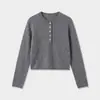 Suéter de Punto Acme Henry con Cuello de Conejo para Mujer, Diseño de Media Botonadura Otoño/Invierno, Top de Punto Holgado y Suave 12305