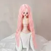 Peluca para Muñeca Seda Suave Figura BJD SD Vestir Estilismo Flequillo Largo de Colores Rizos de Lana Peluca Cubrecabezas