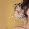 Horquilla de Plumas con Borlas de Halloween Estilo Ballet Súper Hada Elegante Estilo Puro Lujoso Horquilla de Piel Pinza Lateral para Llevar en la Cabeza