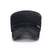 Gorra Militar Cadete Neutra Ajustable Transpirable Sombrero de Copa Plana Algodón Lavado Estilo Retro Desgastado Sombrero para el Sol Gorra Militar