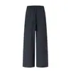Otoño 2026 Transfronterizo Nuevo para Mujer Casual Color Sólido Tela Texturizada Nudo en la Cintura Bolsillos Inclinados Pantalones de Pierna Ancha