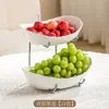 Prato de Frutas Multicamadas de Luxo Leve para Sala de Estar, Prato de Frutas Cerâmico Doméstico, Prato de Frutas Secas, Prato Atacadista para Doces e Salgadinhos, Prato de Frutas e Legumes